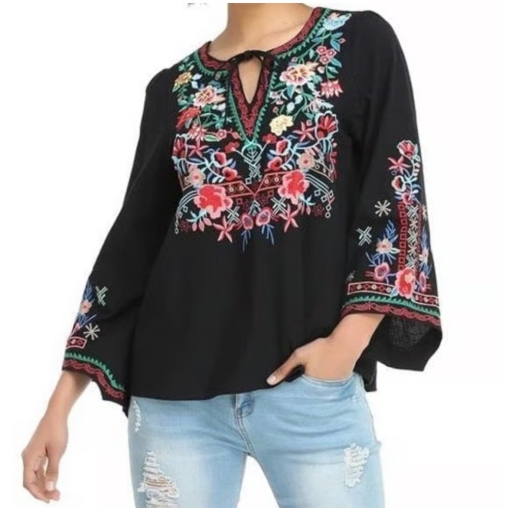 Johnny Was Embroidered Floral Tunic